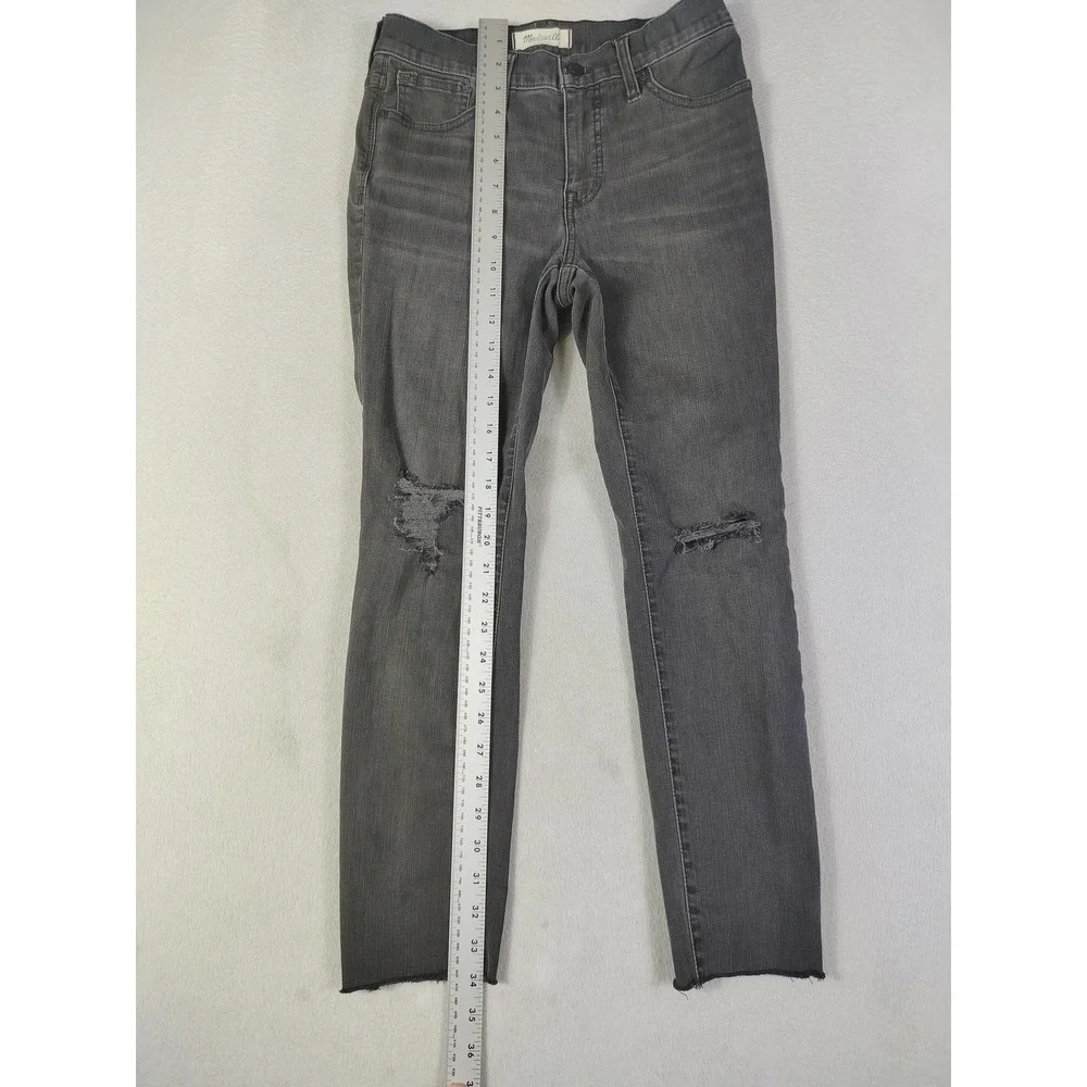Madewell‎ 9 Inch Skinny Jeans Womens 26P Gray Mid Rise Distressed Raw Hem Ankle